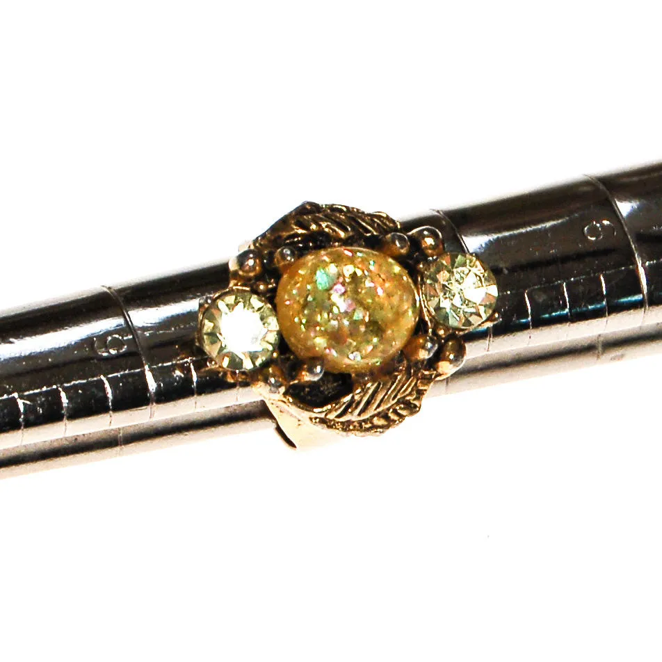Golden Faux Opal and Citrine Rhinestone Statement Ring
