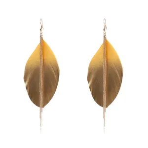 Golden Feather & 18K Gold-Plated Tassel Drop Earrings