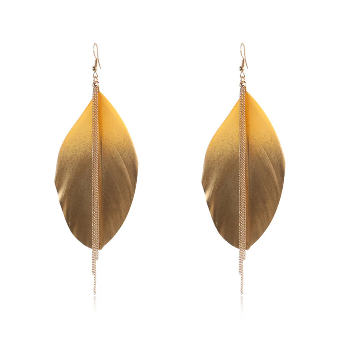 Golden Feather & 18K Gold-Plated Tassel Drop Earrings