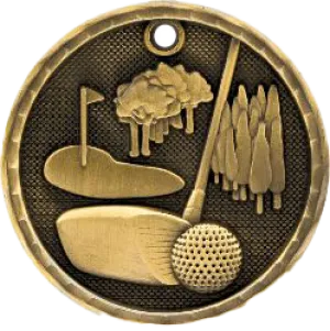 Golf 3-D 2" Medal