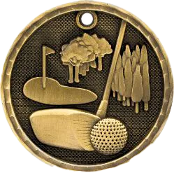 Golf 3-D 2" Medal