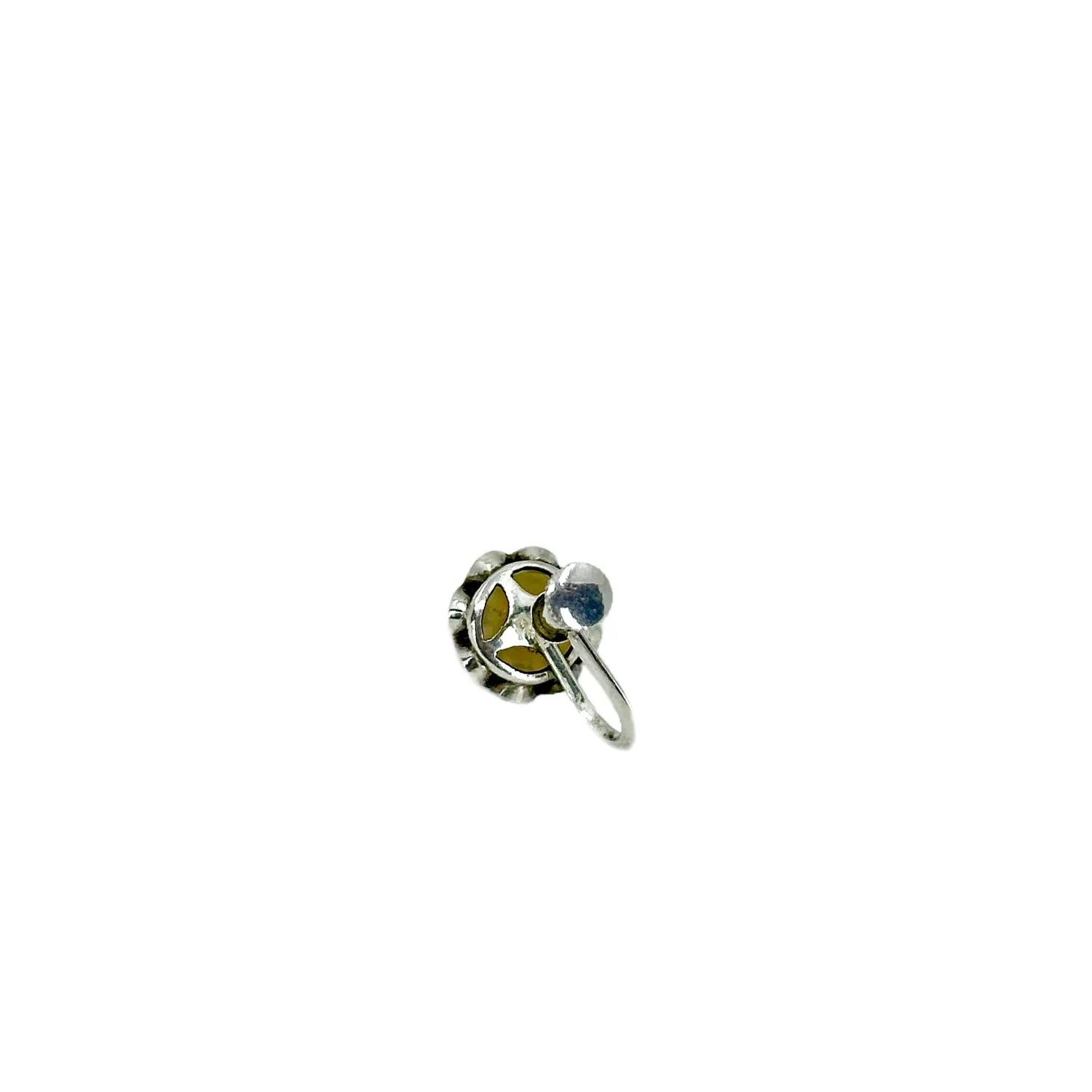 Gothic Buttercup Akoya Saltwater Cultured Pearl Vintage Screwback Stud Earrings- Sterling Silver