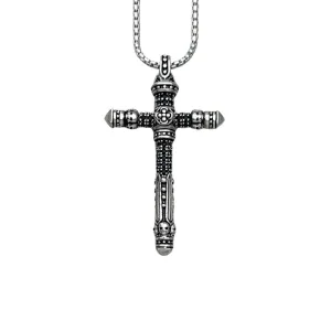 Gothic Cross Pave Diamond Sword Necklace