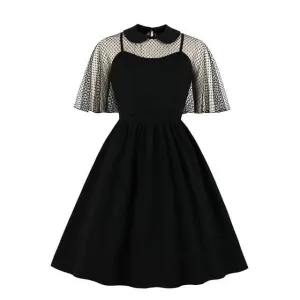 Gothic Fishnet Cape Vintage Dress