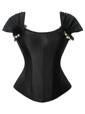 Gothic Lace Up Boned Overbust Corset Bustier Top Shapewear