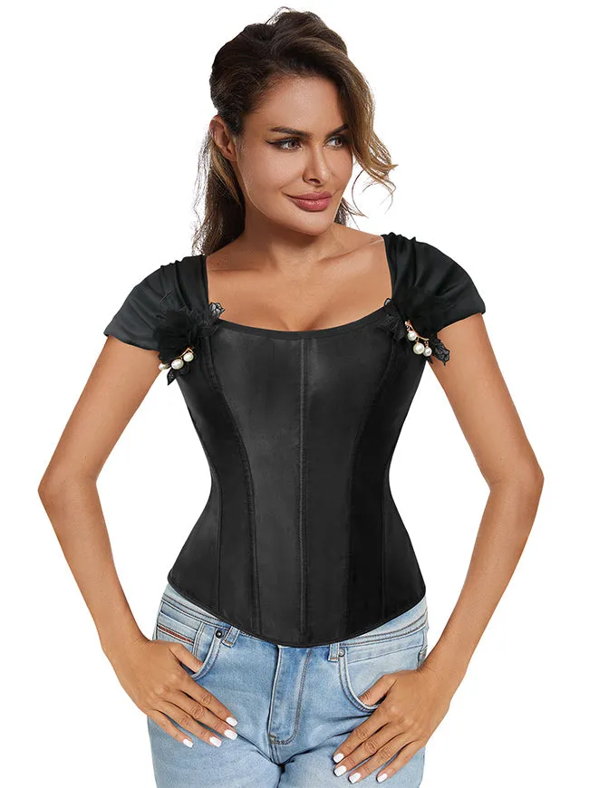 Gothic Lace Up Boned Overbust Corset Bustier Top Shapewear