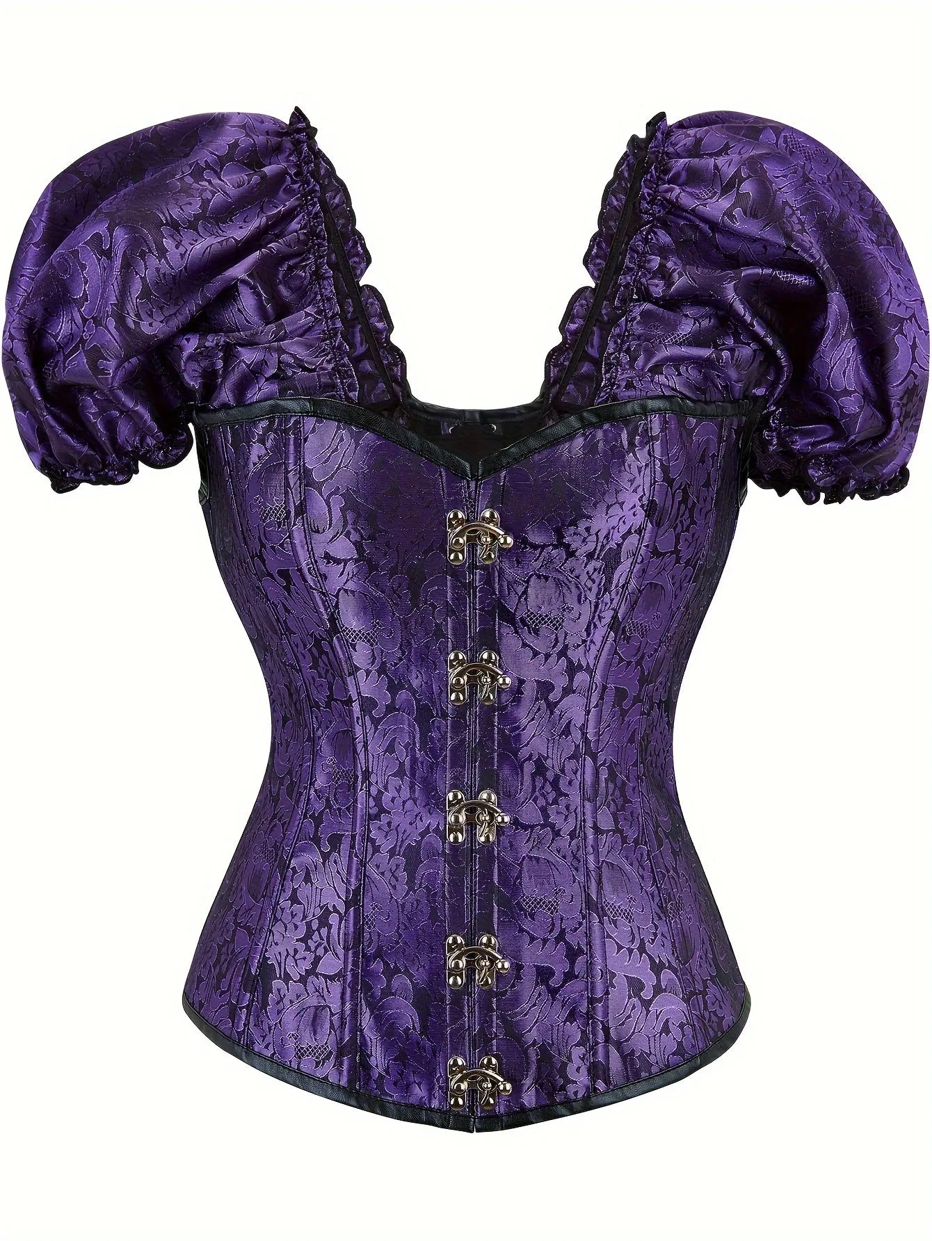 Gothic Punk Lace Corset with Lantern Sleeves