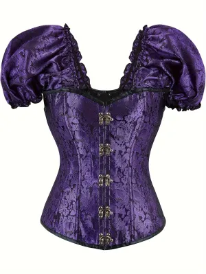 Gothic Punk Lace Corset with Lantern Sleeves
