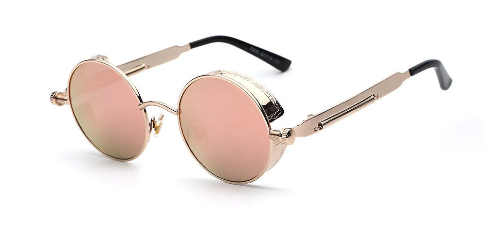 Gothic Steampunk Mens Sunglasses Coating Mirrored Sunglasses Round Circle Sun glasses Retro Vintage Gafas Masculino Sol
