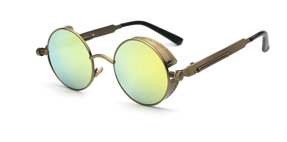 Gothic Steampunk Mens Sunglasses Coating Mirrored Sunglasses Round Circle Sun glasses Retro Vintage Gafas Masculino Sol