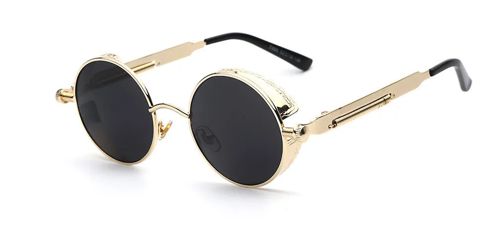 Gothic Steampunk Mens Sunglasses Coating Mirrored Sunglasses Round Circle Sun glasses Retro Vintage Gafas Masculino Sol