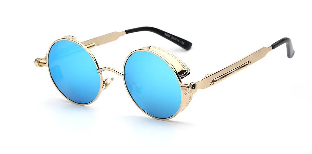 Gothic Steampunk Mens Sunglasses Coating Mirrored Sunglasses Round Circle Sun glasses Retro Vintage Gafas Masculino Sol