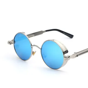 Gothic Steampunk Mens Sunglasses Coating Mirrored Sunglasses Round Circle Sun glasses Retro Vintage Gafas Masculino Sol