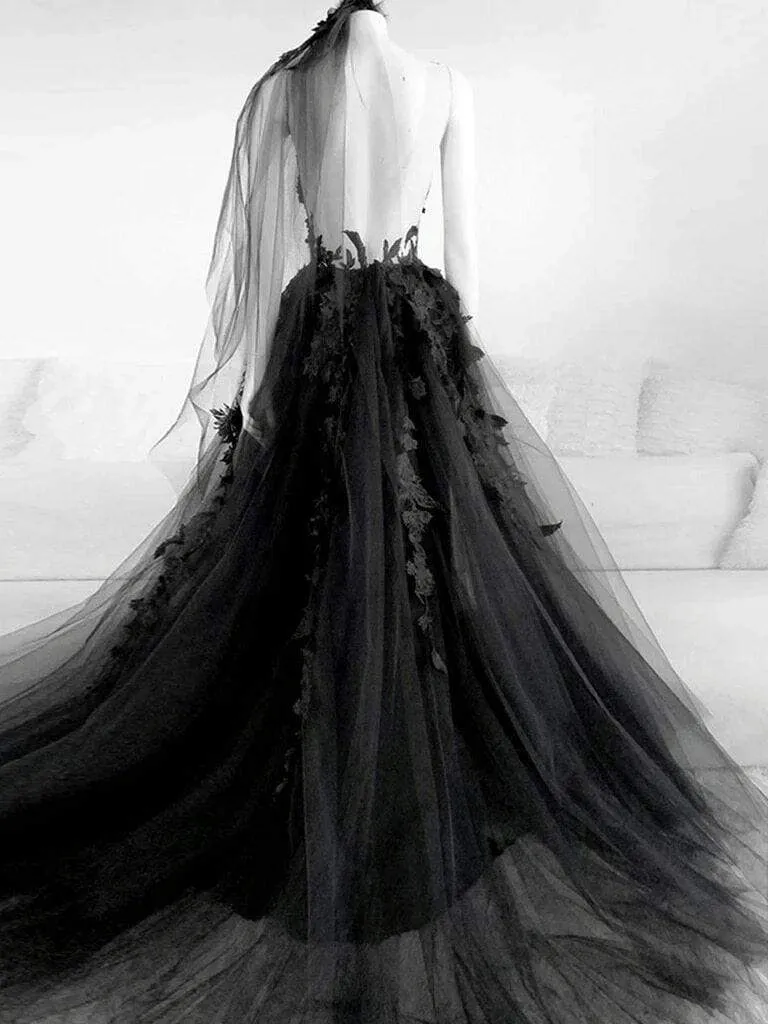 Gothic Vintage Black Wedding Dress