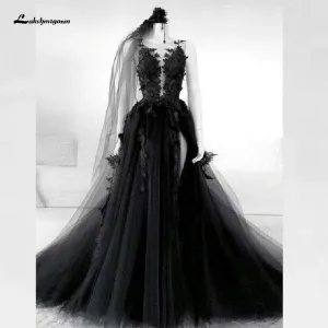 Gothic Vintage Black Wedding Dress