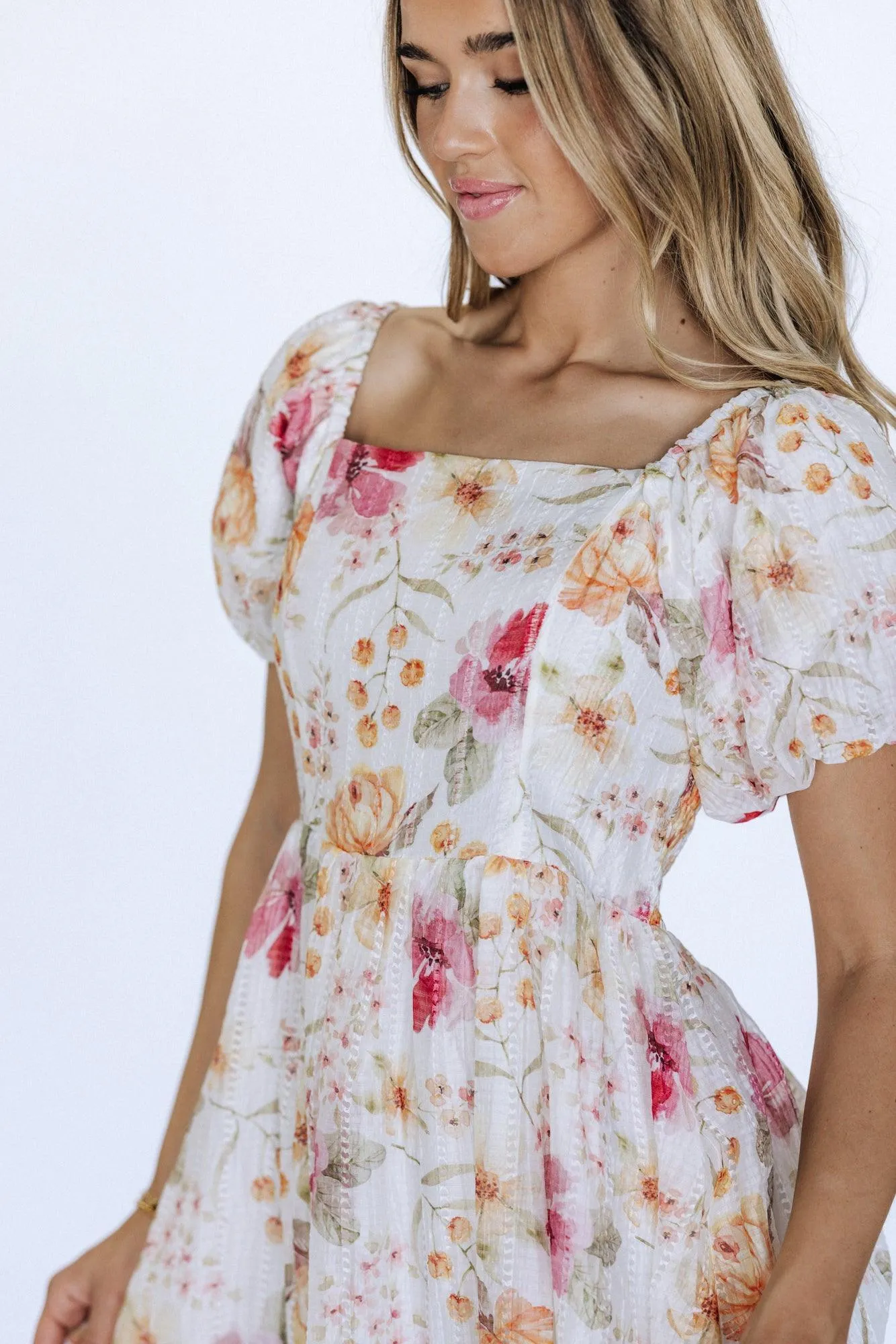 Greta Maxi Dress in Floral White - Coming Soon