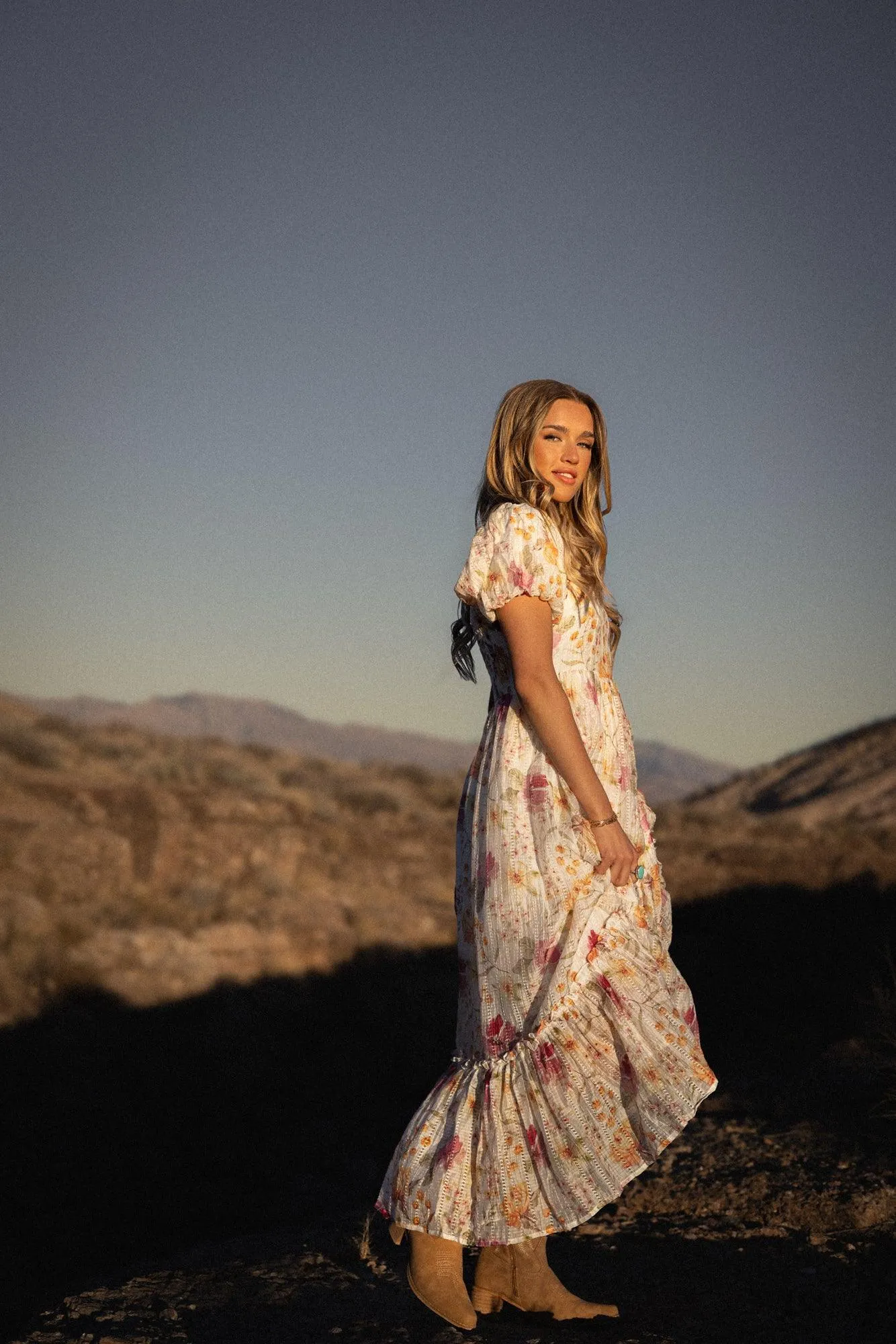 Greta Maxi Dress in Floral White - Coming Soon
