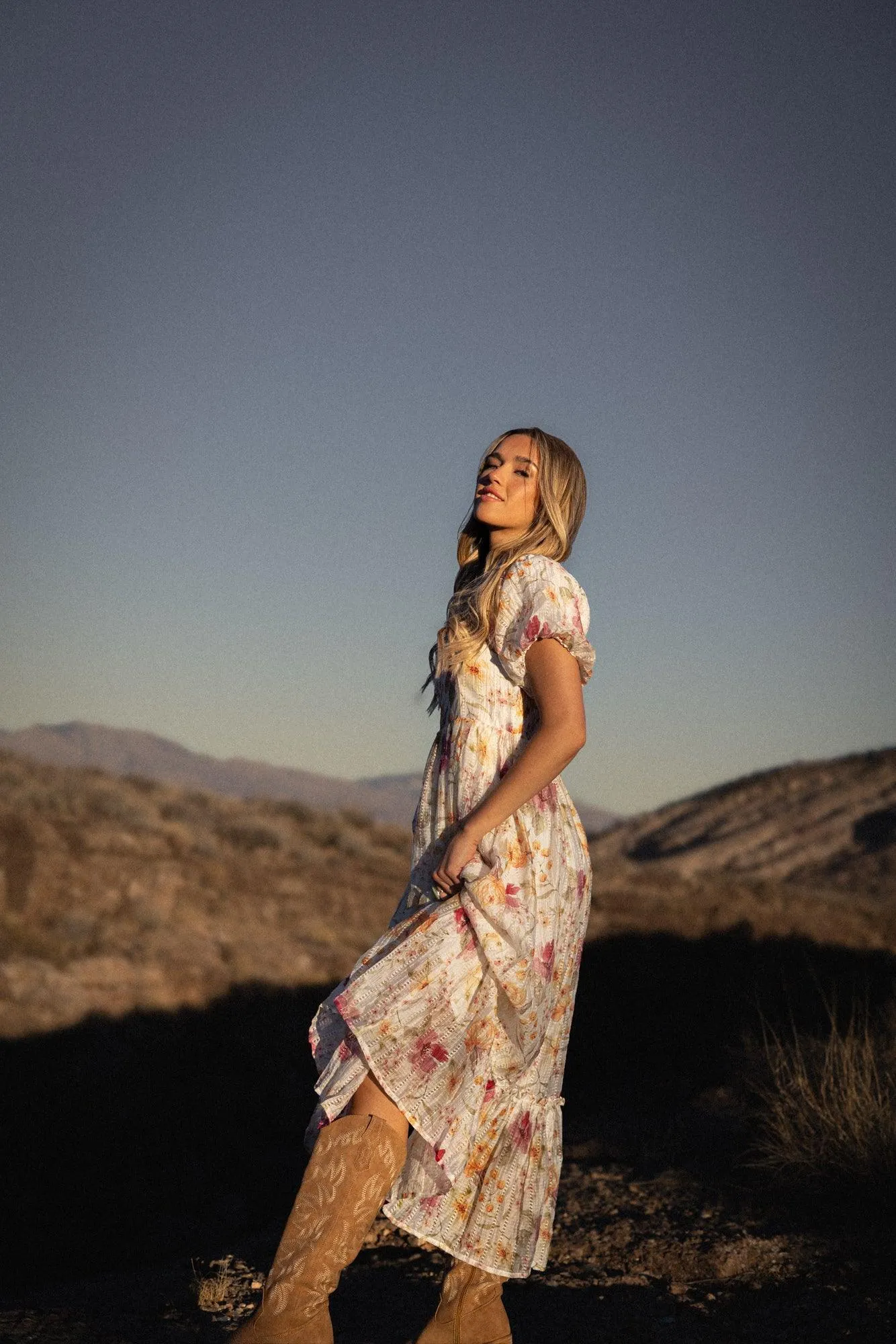 Greta Maxi Dress in Floral White - Coming Soon