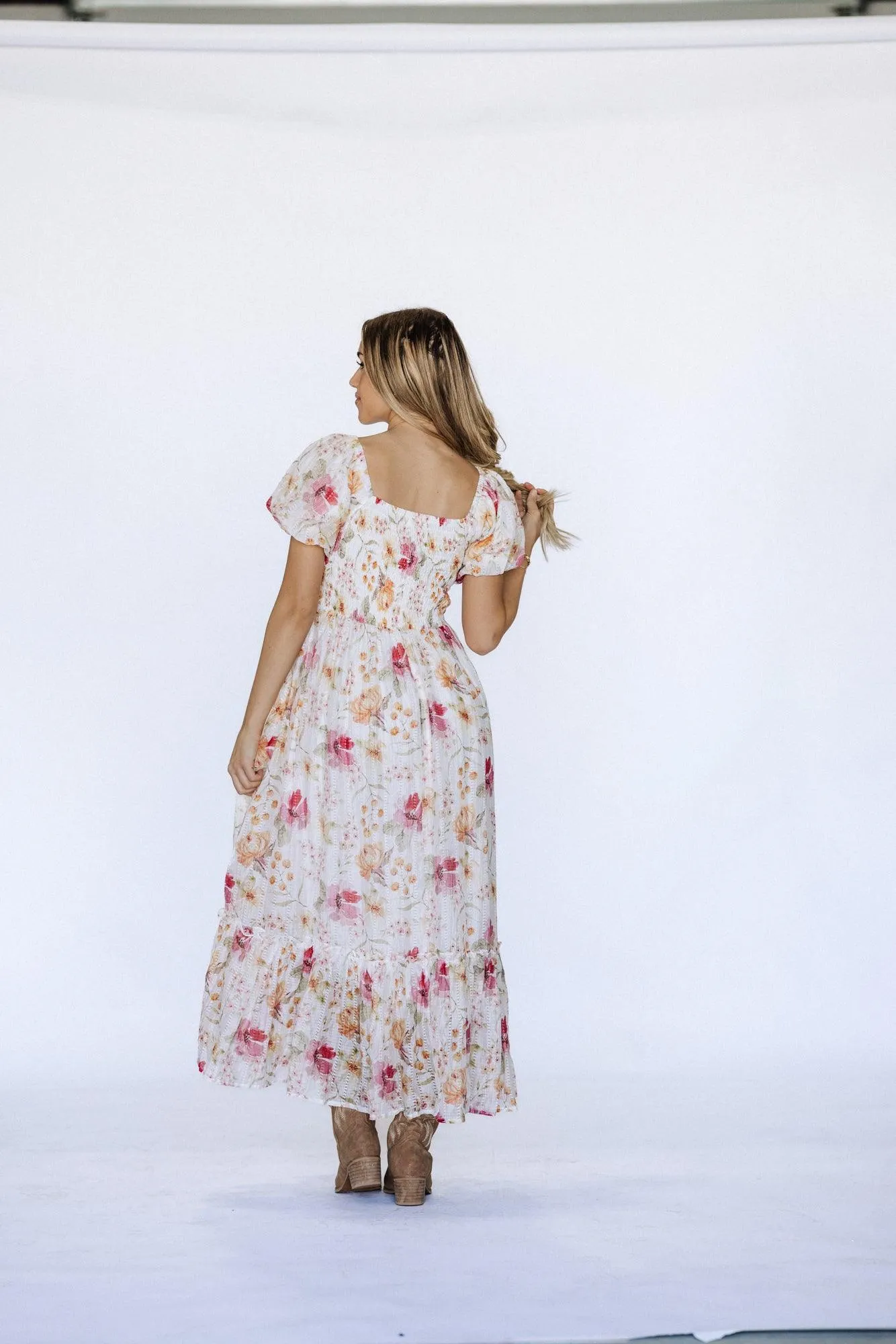 Greta Maxi Dress in Floral White - Coming Soon