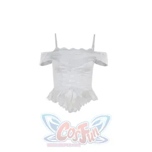 Halloween Ghost Bride White One Shoulder Vintage Gothic Top Lace Fishtail Skirt