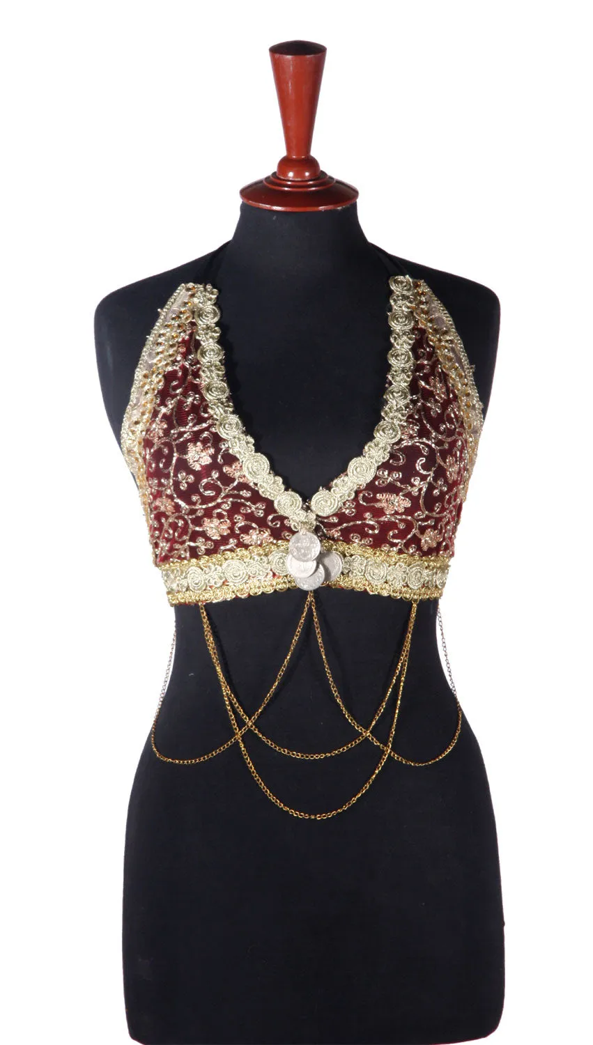 Halter Top Burgundy Gold WS