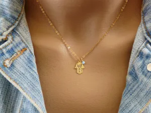 Hamsa Necklace with Opal – Symbol of Protection