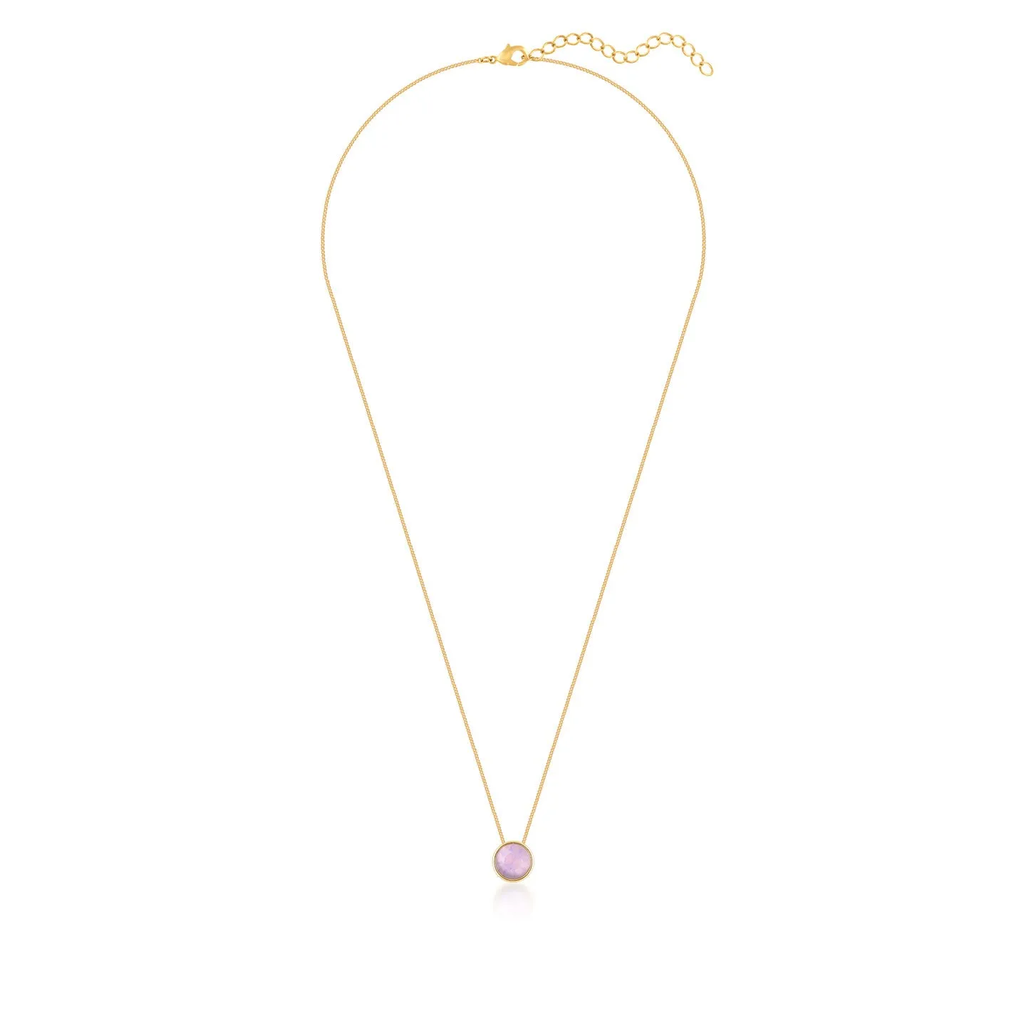 Harley Small Pendant Necklace with Pink Rose Water Round Opals from Swarovski Gold Plated