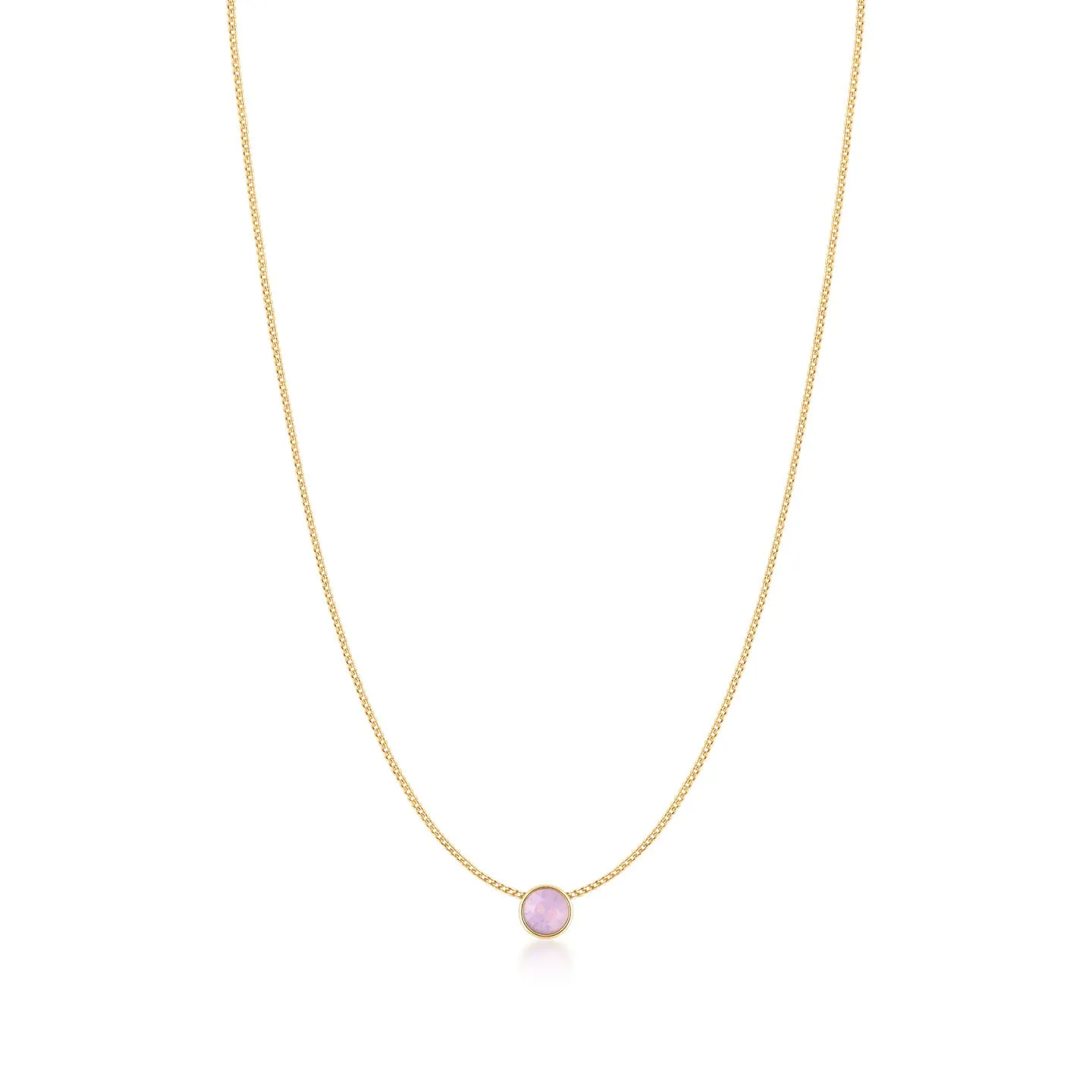 Harley Small Pendant Necklace with Pink Rose Water Round Opals from Swarovski Gold Plated