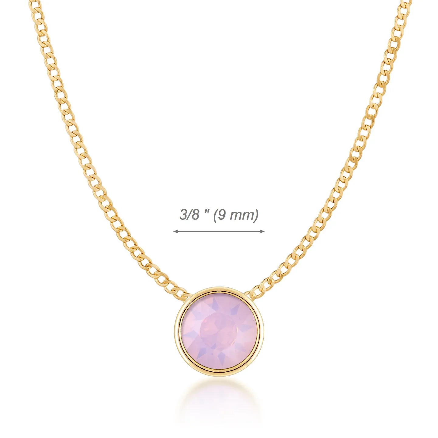 Harley Small Pendant Necklace with Pink Rose Water Round Opals from Swarovski Gold Plated