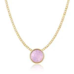 Harley Small Pendant Necklace with Pink Rose Water Round Opals from Swarovski Gold Plated