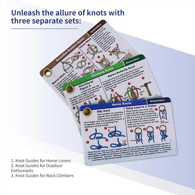 Harrison Howard Wisdom4Sure Comprehensive Knot Card Collection Horse, Outdoor, and Climbing Knots Card Set Waterproof Knot Tying Cards Ultimate Knot Guides