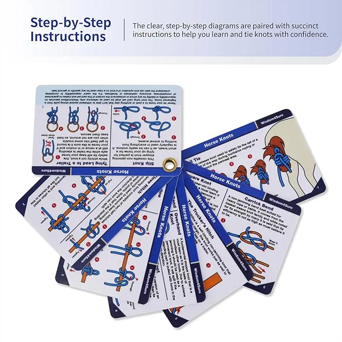 Harrison Howard Wisdom4Sure Comprehensive Knot Card Collection Horse, Outdoor, and Climbing Knots Card Set Waterproof Knot Tying Cards Ultimate Knot Guides