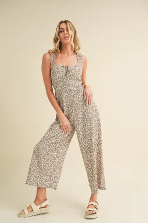 Hazel Blues® |  Aemi   Co Floral Sweetheart Neck Wide Leg Jumpsuit