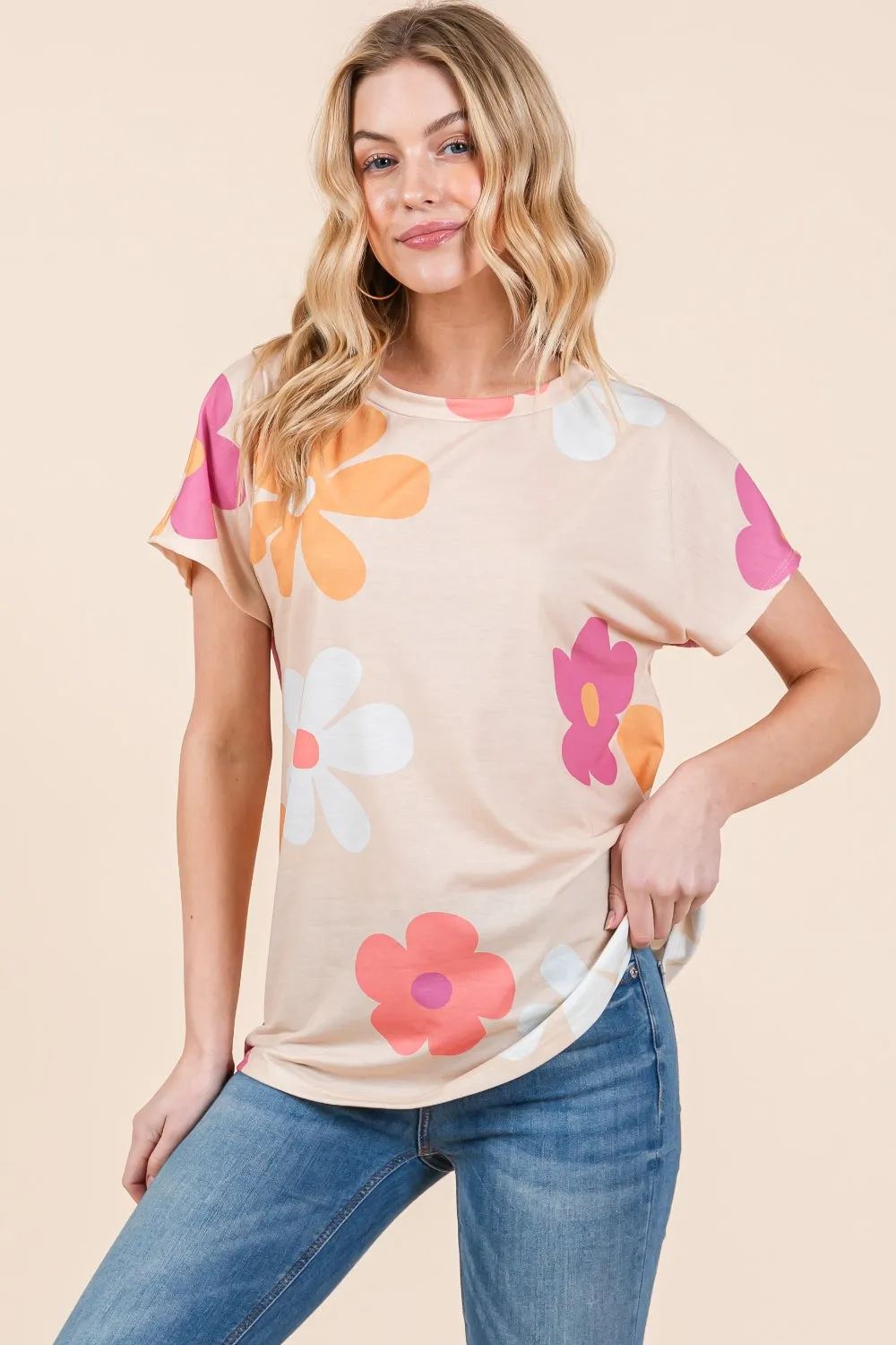 Hazel Blues® |  BOMBOM Floral Short Sleeve T-Shirt