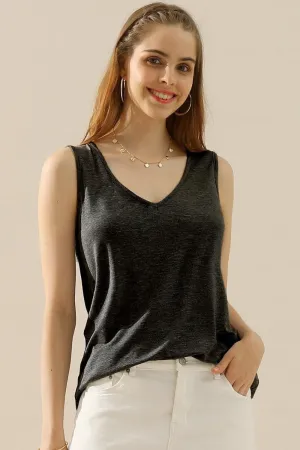 Hazel Blues® | Ninexis V-Neck Curved Hem Tank