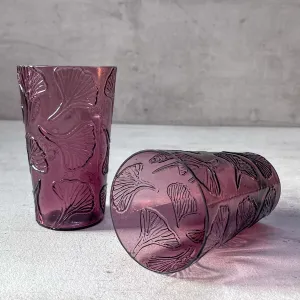 Home Artisan Zephyr Plum Gingko Leaf Drinking Glass (Set of 2)