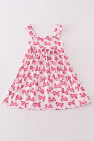 Hot Pink Barbie Print Girl Dress
