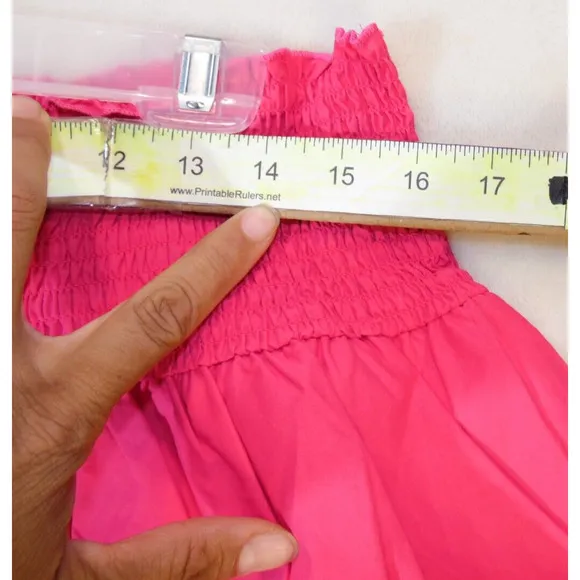 HT360 Skirt‎ Womens 2XL Pink Smocked Waist Tiered Cotton Miniskirt Plus 110$