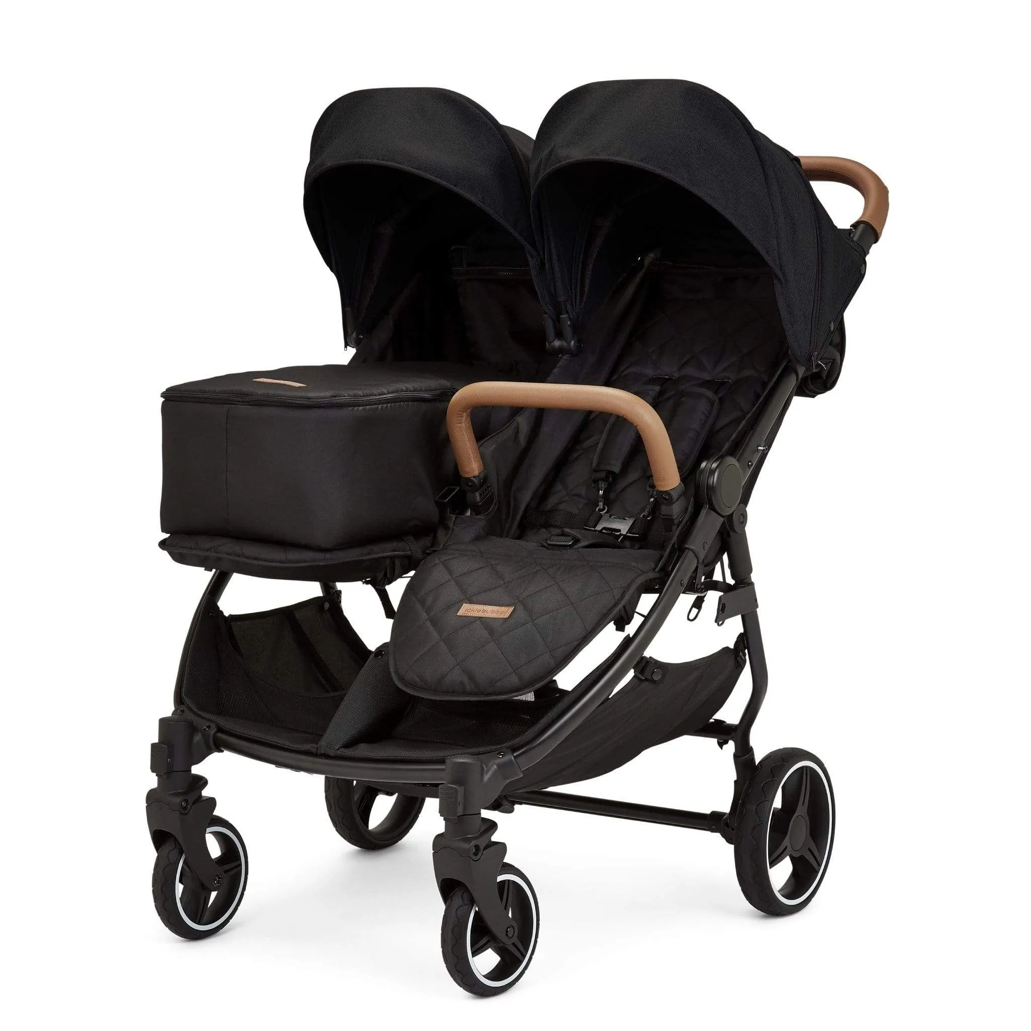 Ickle Bubba Venus Prime Double Stroller in Black/Black/Tan