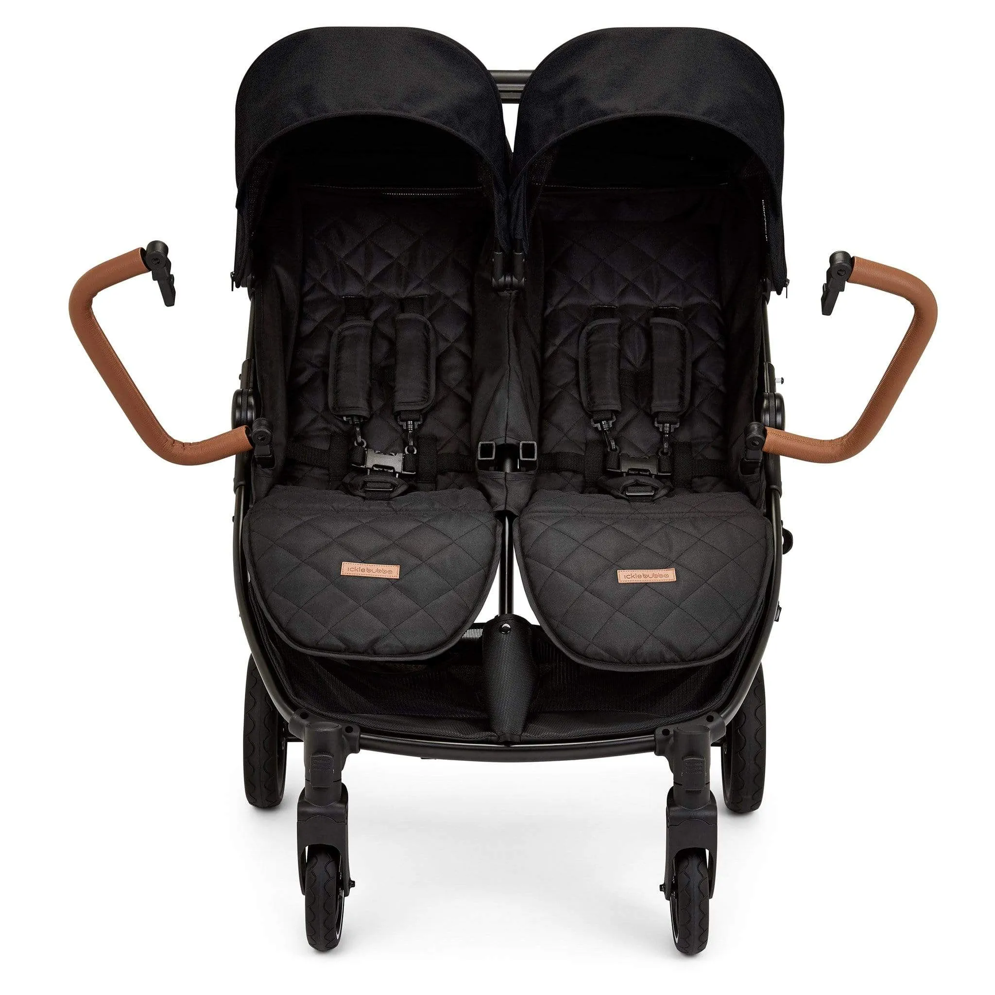 Ickle Bubba Venus Prime Double Stroller in Black/Black/Tan