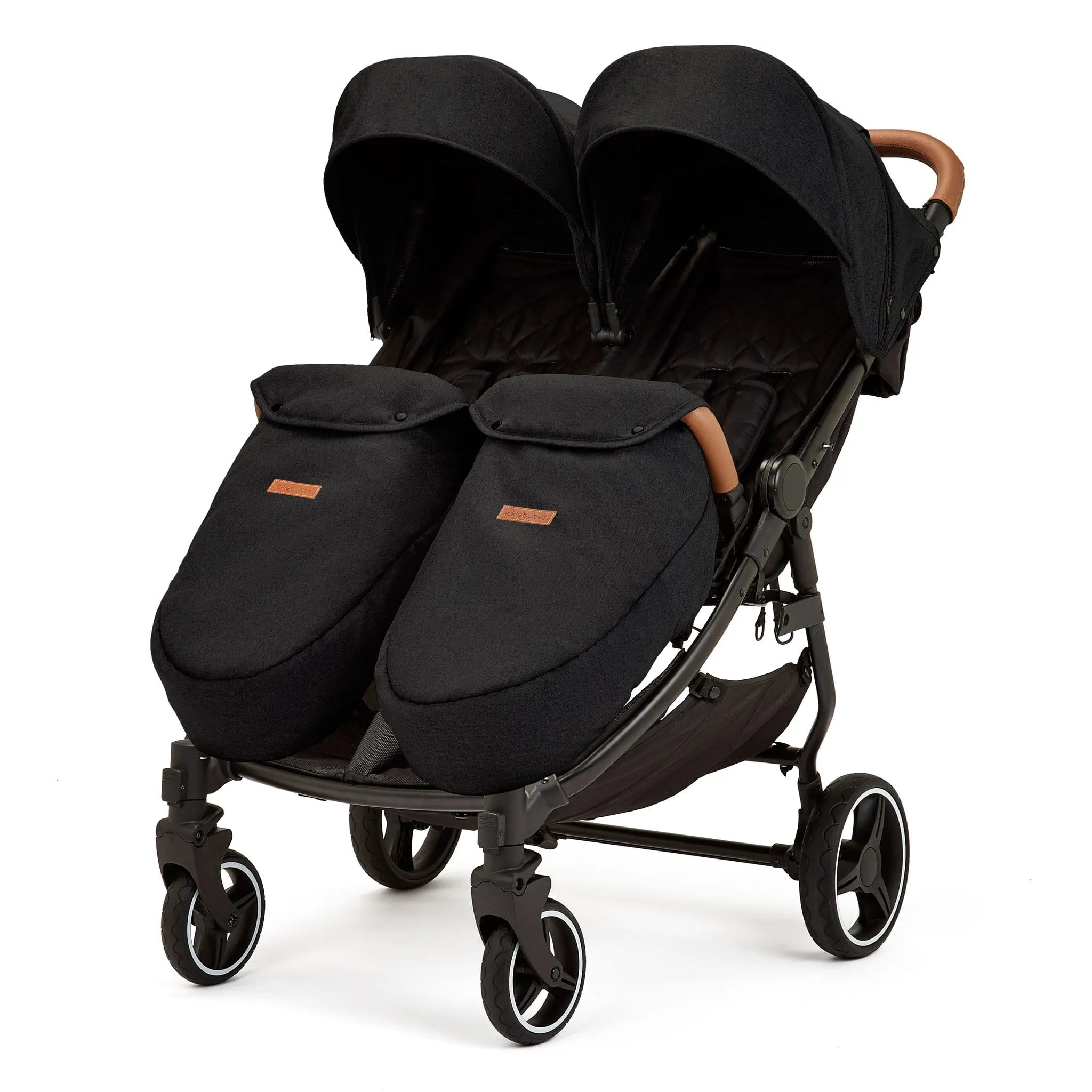 Ickle Bubba Venus Prime Double Stroller in Black/Black/Tan