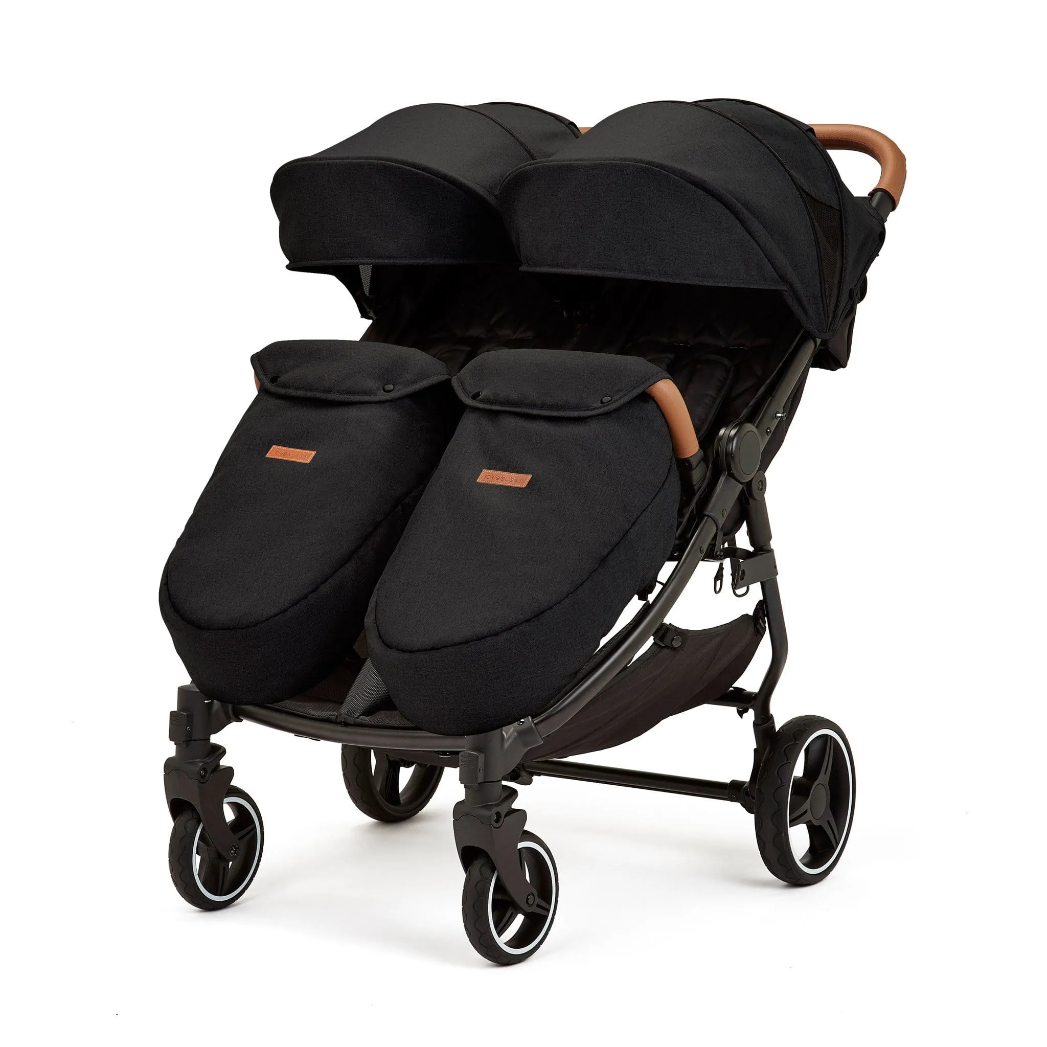 Ickle Bubba Venus Prime Double Stroller in Black/Black/Tan