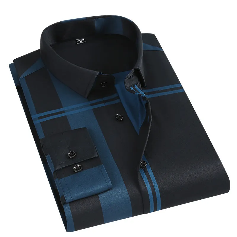 INSTOCK-New casual slim fashion men's thin long-sleeved shirt
