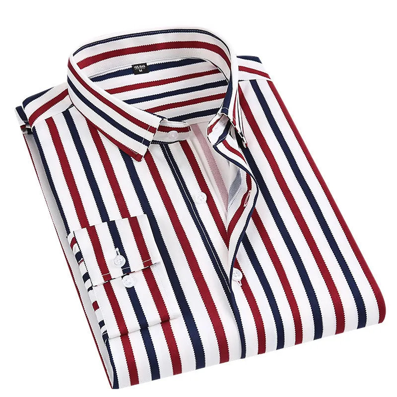 INSTOCK-New casual slim fashion men's thin long-sleeved shirt