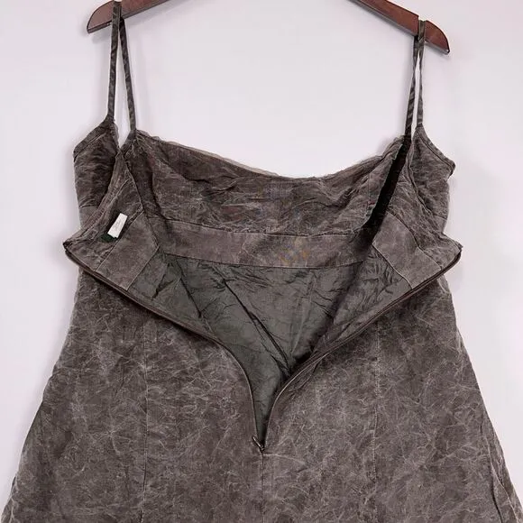 J Crew Mini Dress 14 100% Silk Vintage Smoke Wash Lined‎ Babydoll Strap Empire