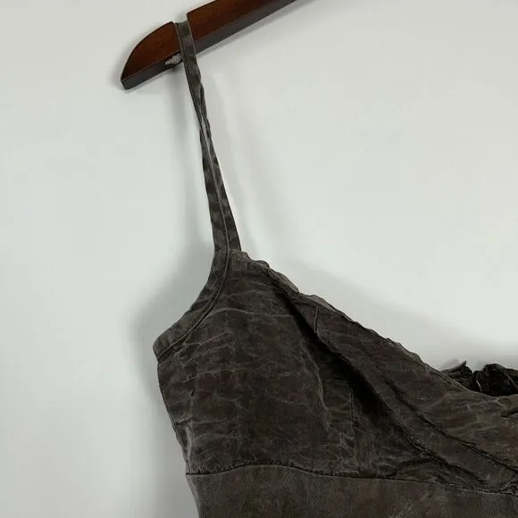 J Crew Mini Dress 14 100% Silk Vintage Smoke Wash Lined‎ Babydoll Strap Empire