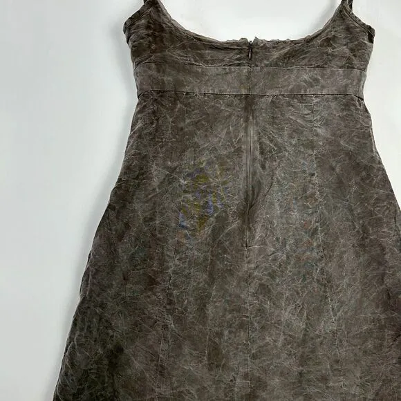 J Crew Mini Dress 14 100% Silk Vintage Smoke Wash Lined‎ Babydoll Strap Empire