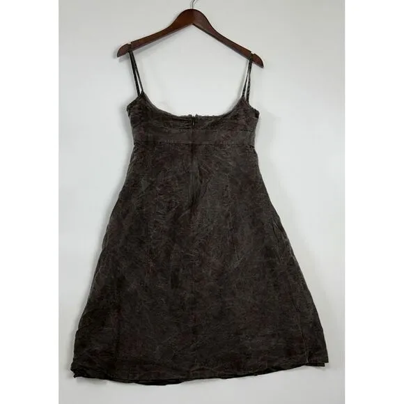 J Crew Mini Dress 14 100% Silk Vintage Smoke Wash Lined‎ Babydoll Strap Empire