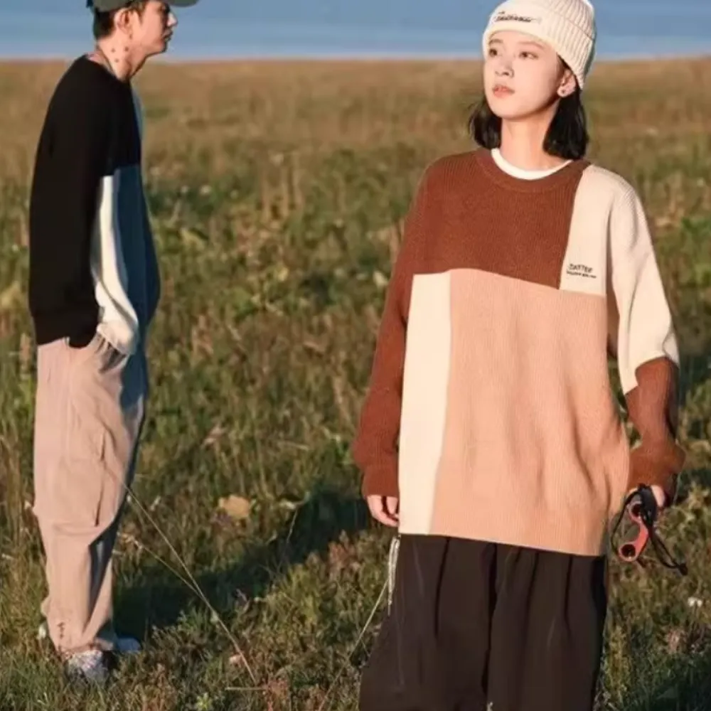 Japanese Geometric Patchwork Sweater