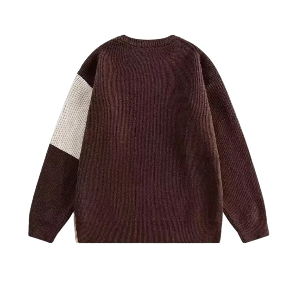Japanese Geometric Patchwork Sweater